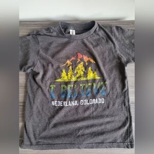 Charcoal Graphic Tee with Mountain Design